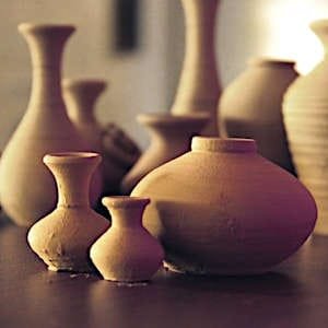 Handcrafted vases in various shapes.