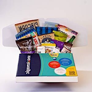 Box with a lot of snacks ideal gift for food lovers.